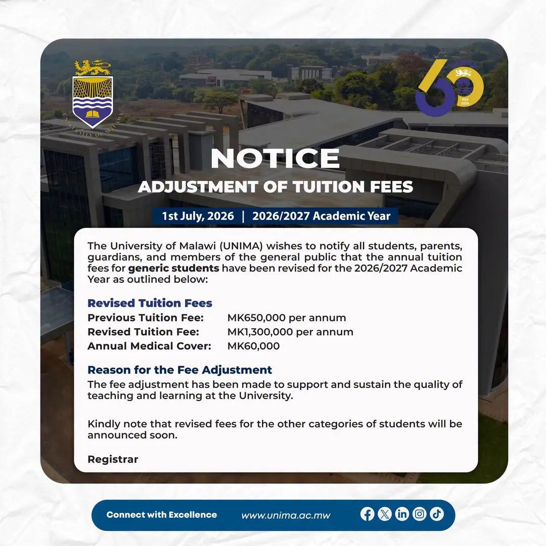 LUANAR Notice of Adjustment of Tuition Fees